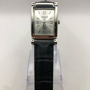 Gossip Silver Dial Women's Watch with Black Leather Strap
